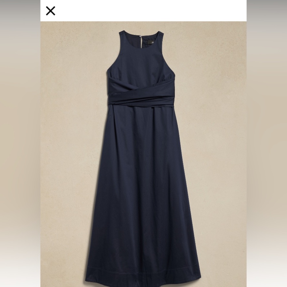 BANANA REPUBLIC STRETCH-COTTON POPLIN MAXI DRESS - Picture 8 of 10